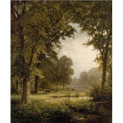 A private collection WILLIAM TROST RICHARDS (1833-1905) Idyllic Landscape, 1874 signed and d...
