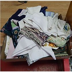 BOX OF ASSORTED LINEN - NAPKINS, TABLE CLOTHES,ETC