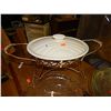 Image 1 : VINTAGE PORCELEIN CHAFFING DISH WITH LID AND STAND