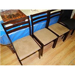 NEW WOOD AND UPHOLSTERED DINING CHAIRS - 4 X BID