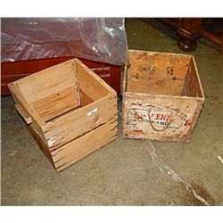 ALL WOOD BUTTER BOX & ANOTHER WOOD BOX = 2 TOTAL
