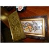 Image 1 : FRAMED PICTURE OF FLOWERS & BRASS RELIEF -2 PC TTL