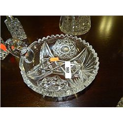 PIN WHEEL CRYSTAL DISH WITH HANDLE - CHIP