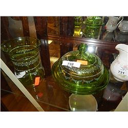 GREEN DISHES - DEPRESSION GLASS - 2
