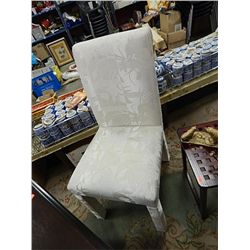 WHITE UPHOLSTERED PARSON STYLE DINING CHAIRS - BID X 6