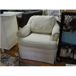 WHITE UPHOLSTERED ARM CHAIR - HAND MADE BY CENTURY FURNITURE