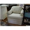 Image 1 : WHITE UPHOLSTERED ARM CHAIR - HAND MADE BY CENTURY FURNITURE