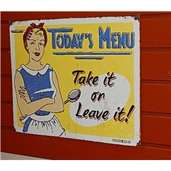 NOSTALGIC  METAL SIGN - TODAY'S MENU