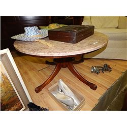 DUNKEN PHYPHE SIDE TABLE WITH MARBLE TOP - as-is (one foot repaired)