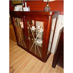 NEW MAHOGANY CHINA CABINET - TAPE ON GLASS FOR SHIPPING