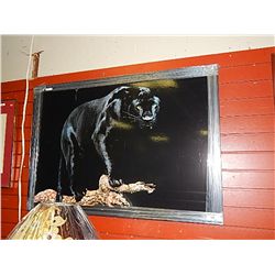FRAMED ON BOARD - PANTHER ON A CLIFF