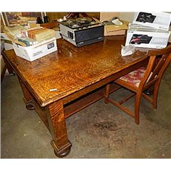 VINTAGE TABLE - HEAVY OLD COUNTRY - OAK  TIGER WITH 2 DRAWERS