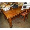 Image 1 : VINTAGE TABLE - HEAVY OLD COUNTRY - OAK  TIGER WITH 2 DRAWERS