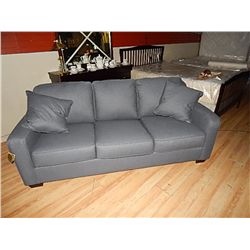 NEW UPHOLSTERED COUCH - SMOKY BLUE GREY WITH ACCENT CUSIONS