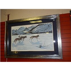 FRAMED LIMITED EDITION PRINT "ON THE RUN - WOLF PACK - RON PARKER