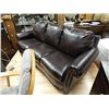 Image 1 : LEATHER COUCH - WITH STUDDED ACCENTS - NEW - BROWN