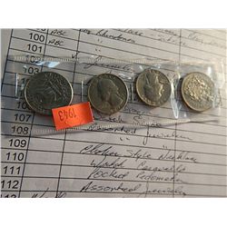 COIN - 1970'S USA QUARTERS (3) & 1969 CANADIAN 50 CENT PIECE