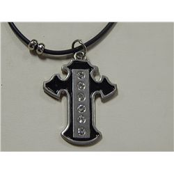 ROPE NECKLACE - BLACK JEWEL CROSS