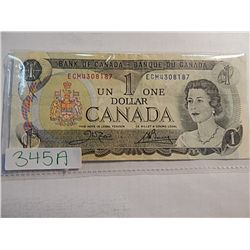 BANK NOTE - CANADIAN $1 BILL - SHIPPING IN CANADA ONLY