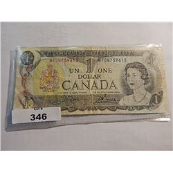 BANK NOTE - CANADIAN $1 BILL - SHIPPING IN CANADA ONLY