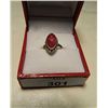 Image 1 : RING - STERLING SILVER WITH BLOOD RED STONE