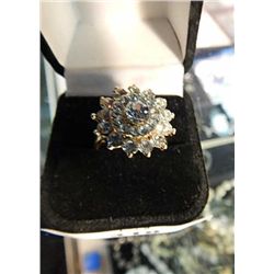 RING - RHINSTONE CLUSTER - LIGHT BLUE