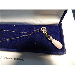 NECKLACE - 10K GOLD WITH MOTHER OF PEARL & AMYTHYST  - CERFICATE VALUE $700