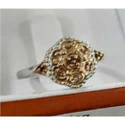 RING-COCTAIL RING - ESTIMATE $550 - WITH 12 ROUND RED DIAMONDS - .925 SILVER