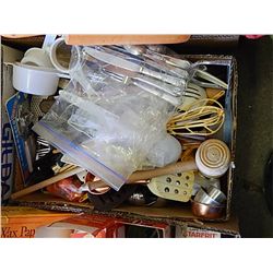 BOX OF UTENSILS AND KITCHEN GADGETS