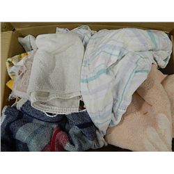 BOX OF TOWELS ETC