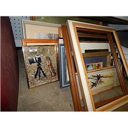 LOT OF ASSORTED FRAMED PICTURES AND MORE