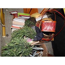 BOX OF CARDS AND BASKETS ETC