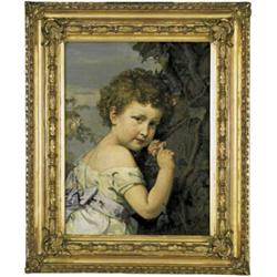 ERNST STÜCKELBERG (1831-1903) M KIND MIT RÖSCHEN Öl auf Leinwand Unten rechts signiert und datier...