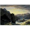 Image 1 : ALEXANDRE CALAME (1810-1864) M COUCHER DE SOLEIL Öl auf Karton 26 x 38,5 cm Gemalt 1861 SCHÄTZUNG...