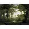 Image 1 : ROBERT ZÜND (1827-1909) M WALDLICHTUNG MIT REHEN AM WASSER Öl auf Leinwand Unten links signiert u...