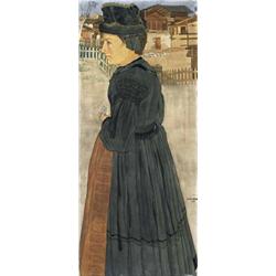 RAPHY DALLÈVES (1878-1940) M JEUNE FILLE DE VEX Aquarell auf Leinwand Rechts signiert und datiert...