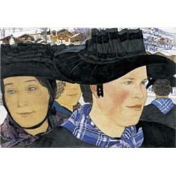 ERNEST BIÉLER (1863-1948) M SORTIE DE LA MESSE Bleistift, Aquarell und Tempera auf Papier 34 x 48...