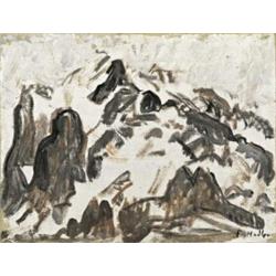 FERDINAND HODLER (1853-1918) M DAS WETTERHORN Öl auf Leinwand Unten rechts signiert 27 x 35 cm Sc...