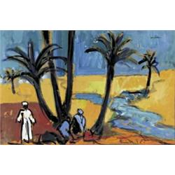 CARL WALTER LINER (1914-1997) M OASE IN ALGERIEN Gouache auf Papier Unten rechts signiert und dat...