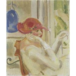 MAURICE BARRAUD (1889-1954) M FEMME AU SIPHON BLEU Öl auf Leinwand Unten links signiert und datie...