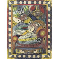 ADOLF WÖLFLI (1864-1930) M DIE HEILIGE BETTANIA GROSS=GROSS=GÖTTIN Bleistift und Farbstift auf Pa...