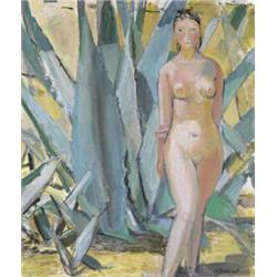 MAURICE BARRAUD (1889-1954) M NU AU JARDIN Öl auf Pavatex Unten rechts signiert 78 x 66 cm Schätz...