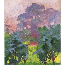 GIOVANNI GIACOMETTI (1868-1933) M NEBBIA Öl auf Leinwand Unten links monogrammiert; rückseitig si...