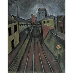 IGNAZ EPPER (1892-1969) M INDUSTRIELANDSCHAFT MIT BAHNGELEISEN (recto) STILLEBEN (verso) Öl auf L...