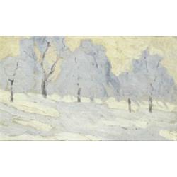 SIGISMUND RIGHINI (1870-1937) M BERGSTRASSE (BÄUME IM WINTER) Öl auf Karton Rückseitig monogrammi...
