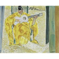 MAURICE BARRAUD (1889-1954) M GITARRENSPIELERIN Öl auf Leinwand Unten rechts signiert 62,5 x 77 c...