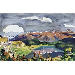 GIOVANNI GIACOMETTI (1868-1933) M ST. MORITZERSEE Bleistift und Aquarell auf Papier Rückseitig Be...