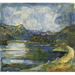 EDGAR VITAL (1883-1970) M SILSERSEE Öl auf Pavatex Unten rechts signiert und datiert 1951; rückse...