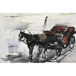 VARLIN (WILLI GUGGENHEIM) (1900-1977) M DROSCHKE IN MALAGA Gouache und Öl auf Leinwand Oben recht...