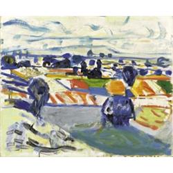 MAX GUBLER (1898-1973) M KLEINE SOMMERLANDSCHAFT, WEININGER FELD, UNTERENGSTRINGEN Öl auf Leinwan...